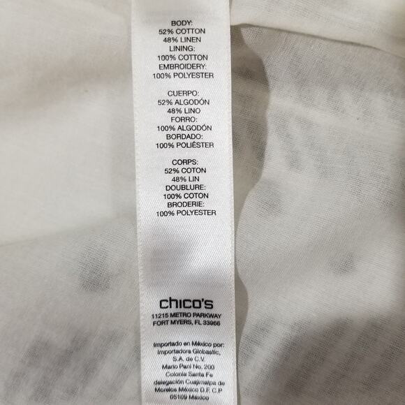 Chicos Jacket 3 16/18 XL Embellished Artisan Chino Linen Beaded Aztec Tribal NWT - Picture 8 of 12